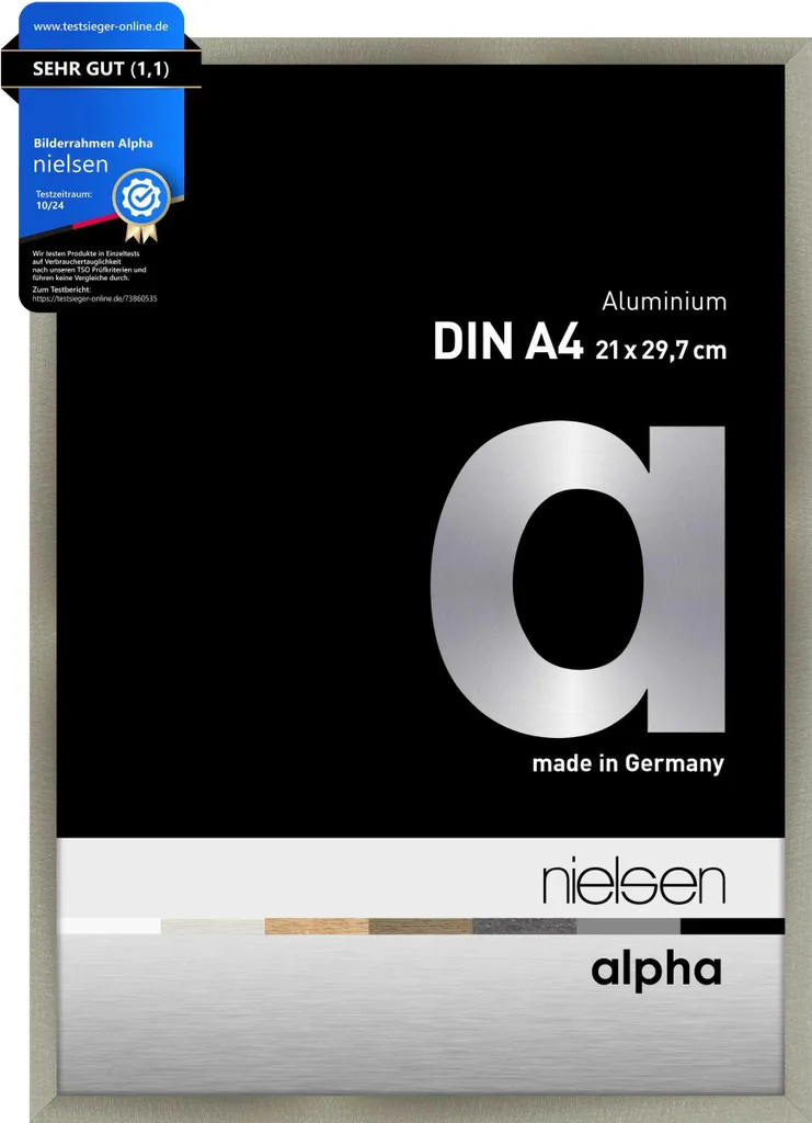 Cornice Nielsen Alpha A4 21x29,7 Acciaio Spazzolato | Spedizione Rapida