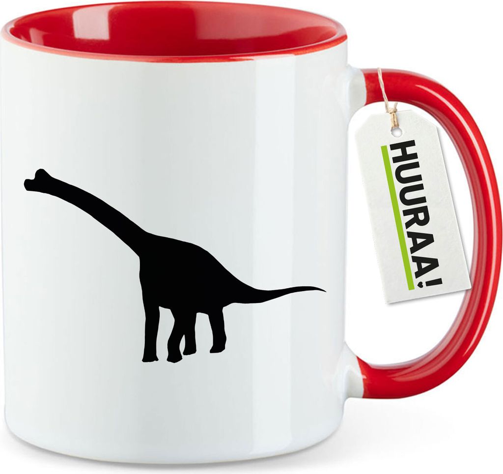 Huuraa Kaffeetasse Brachiosaurus Dinosaurier 330ml Rot Keramik Kaffeebecher Geschenkidee