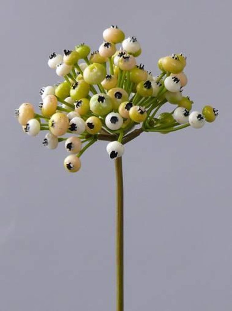 artplants.de Deko Zweig Feuerdorn Zweig Cleo mit Beeren, Creme - grün, 20cm - Kunstzweig - Künstlicher Beerenzweig