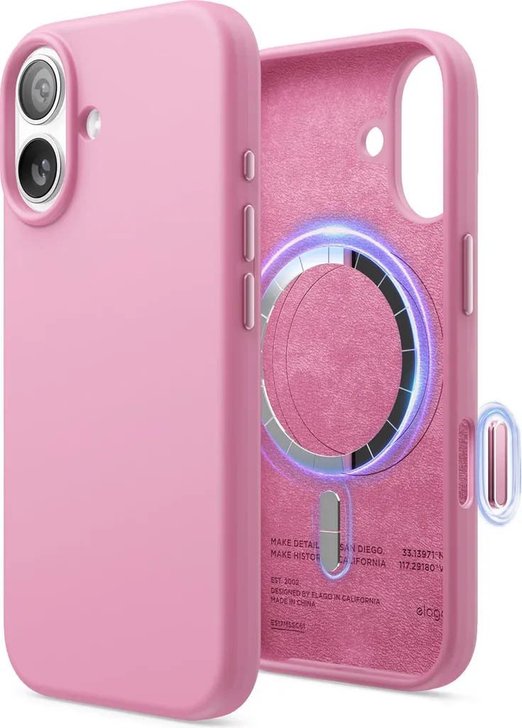 Custodia per cellulare ELAGO per iPhone 17, custodia morbida in silicone Magsafe, rosa caldo