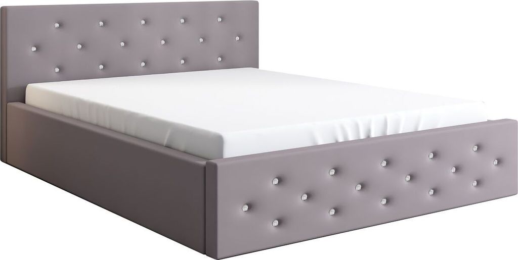 Polsterbett VIKA 160x200 mit Matratze und Bettkasten. Farbe: Beige.