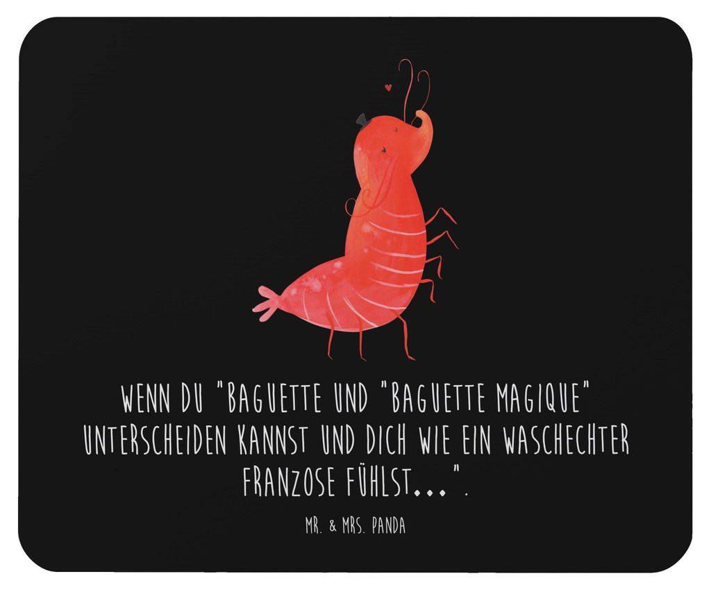Mr. & Mrs. Panda Mauspad Garnele Franzose - Schwarz - Geschenk, Meer, Mousepad, laptop, mousematte, Französisch, Mouse Pad, Krabbe
