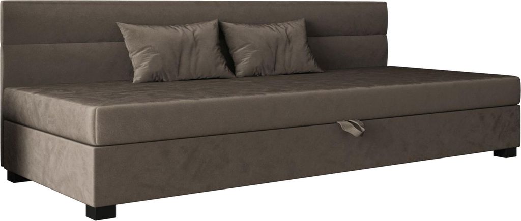 AURA SOFA Boxspringbett MARCO BIZ 120x195 Komplett-Set mit Bonell Matratze, Polsterbett mit Bettkästen - Dunkles Braun, MONOLITH 15