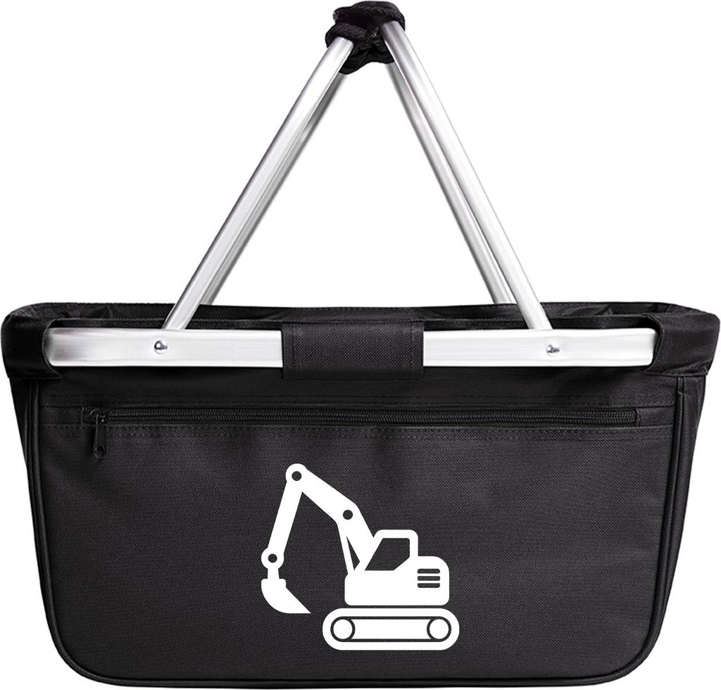 Huuraa Einkaufskorb Bagger Baumaschine 20 Liter Black faltbarer Tragekorb Geschenkidee