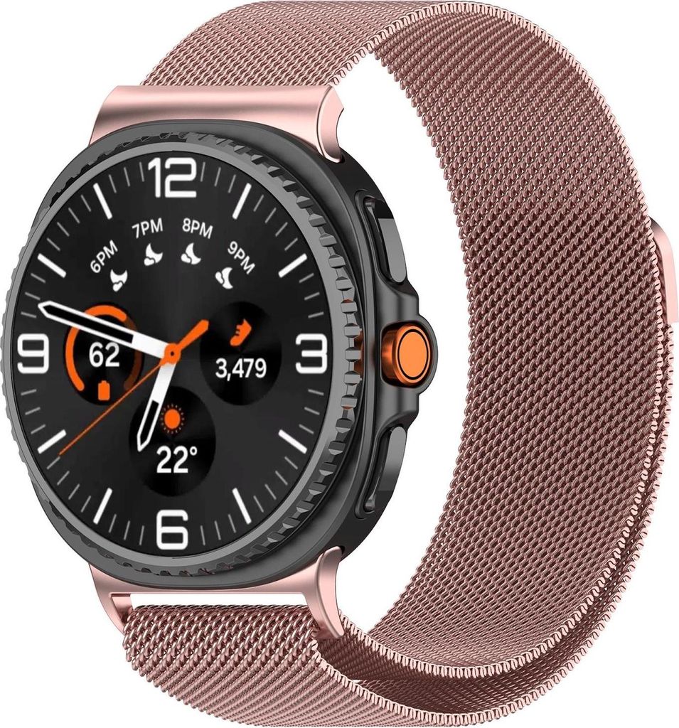 Für Samsung Galaxy Watch 8 / 8 Classic Metall Milan Mesh Magnetverschluss Armband Rosa