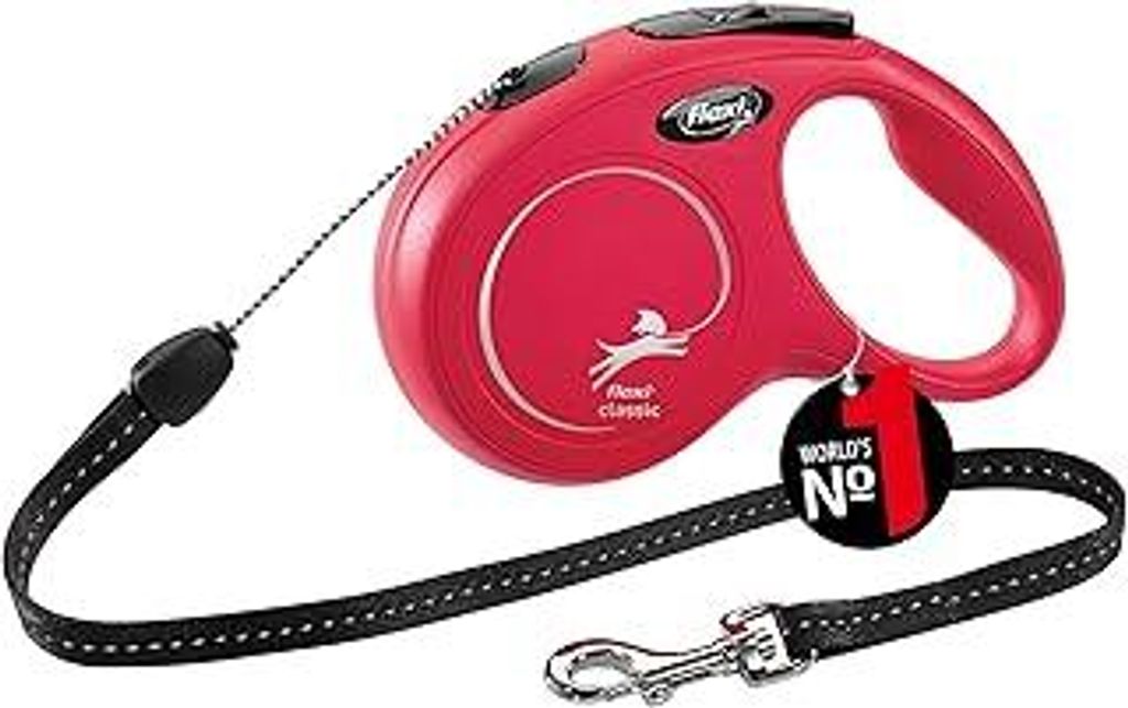 flexiClassic S Seil 8 m rot, Roll-Leine für Hunde bis 12 kg