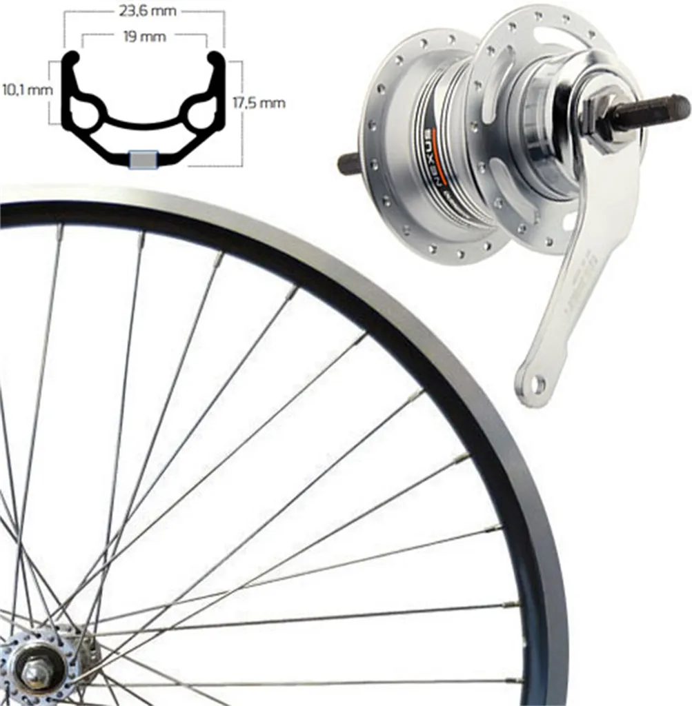 Roue de secours 28 pouces noire Nexus 7 vitesses pour vélo ville et trajet