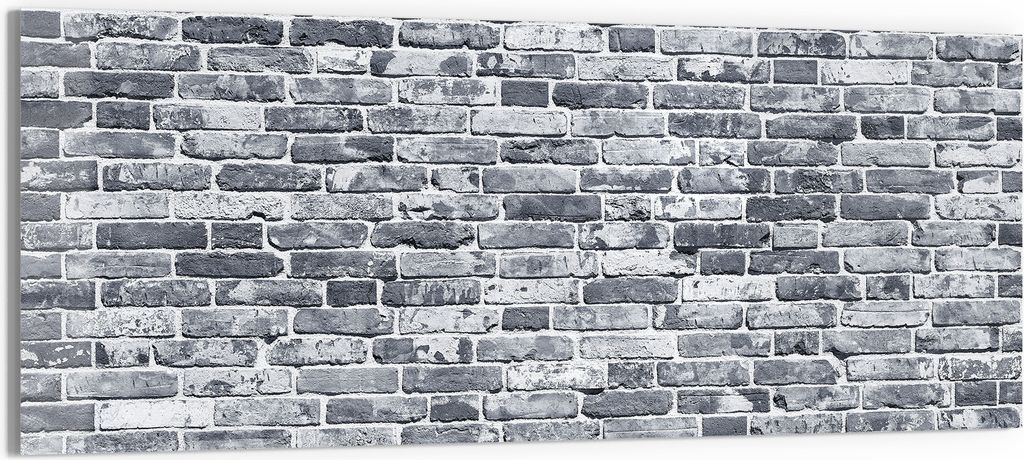 DEQORI Glasbild Echtglas 150x60 cm 'Graue Ziegeltexturen' Wandbild Bild modern Deko