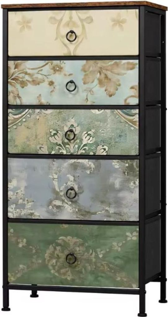 Komoda z 5 szufladami - Kredens o wyglądzie drewna vintage Zdjęcie produktu 