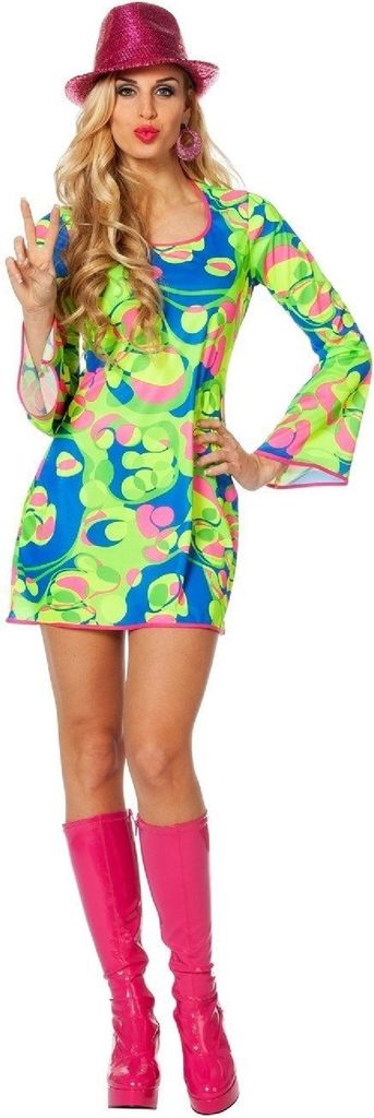 W4243-36 Damen Hippie Kleid Disco-Partykleid Gr.36