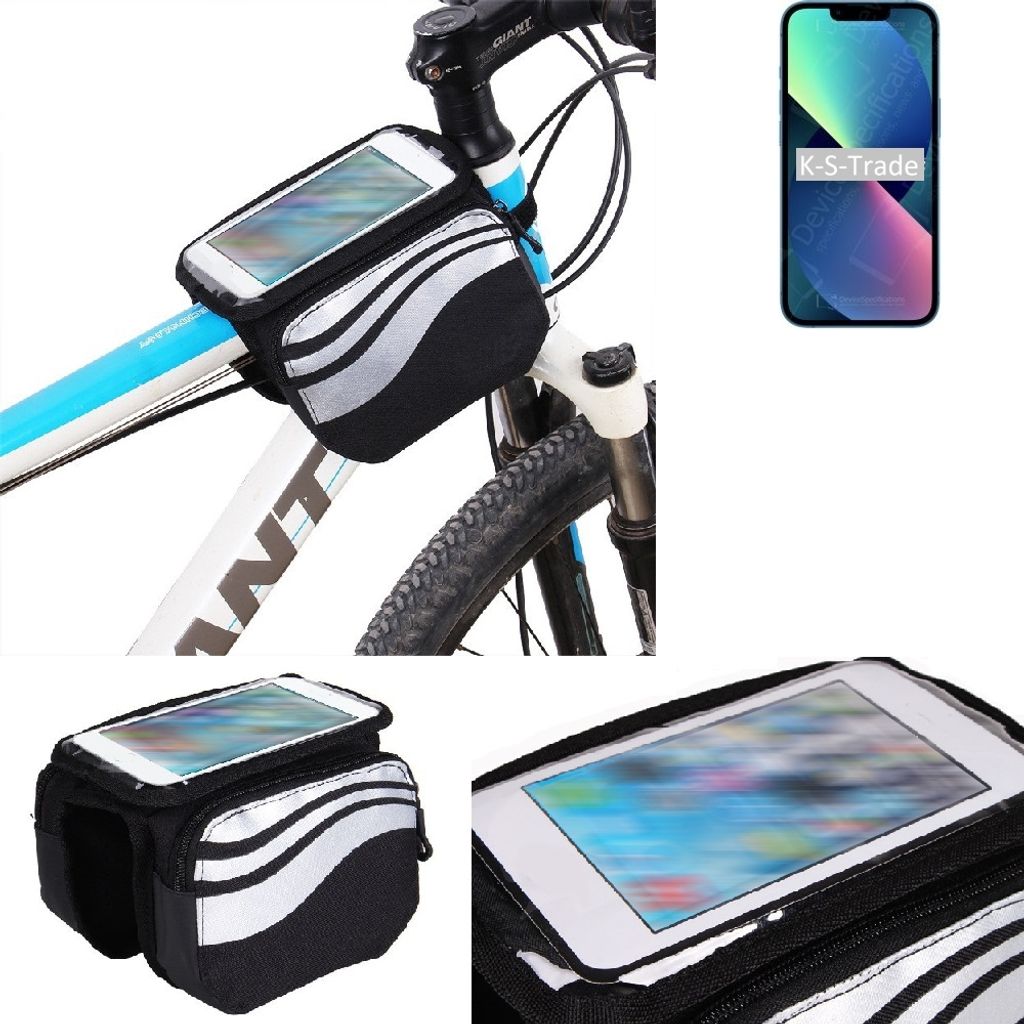 K-S-Trade Rahmentasche Fahrrad-Halterung kompatibel mit Apple iPhone 13 mini Rahmenhalterung Fahrrad Handyhalterung Fahrradtasche Handy Smartphone