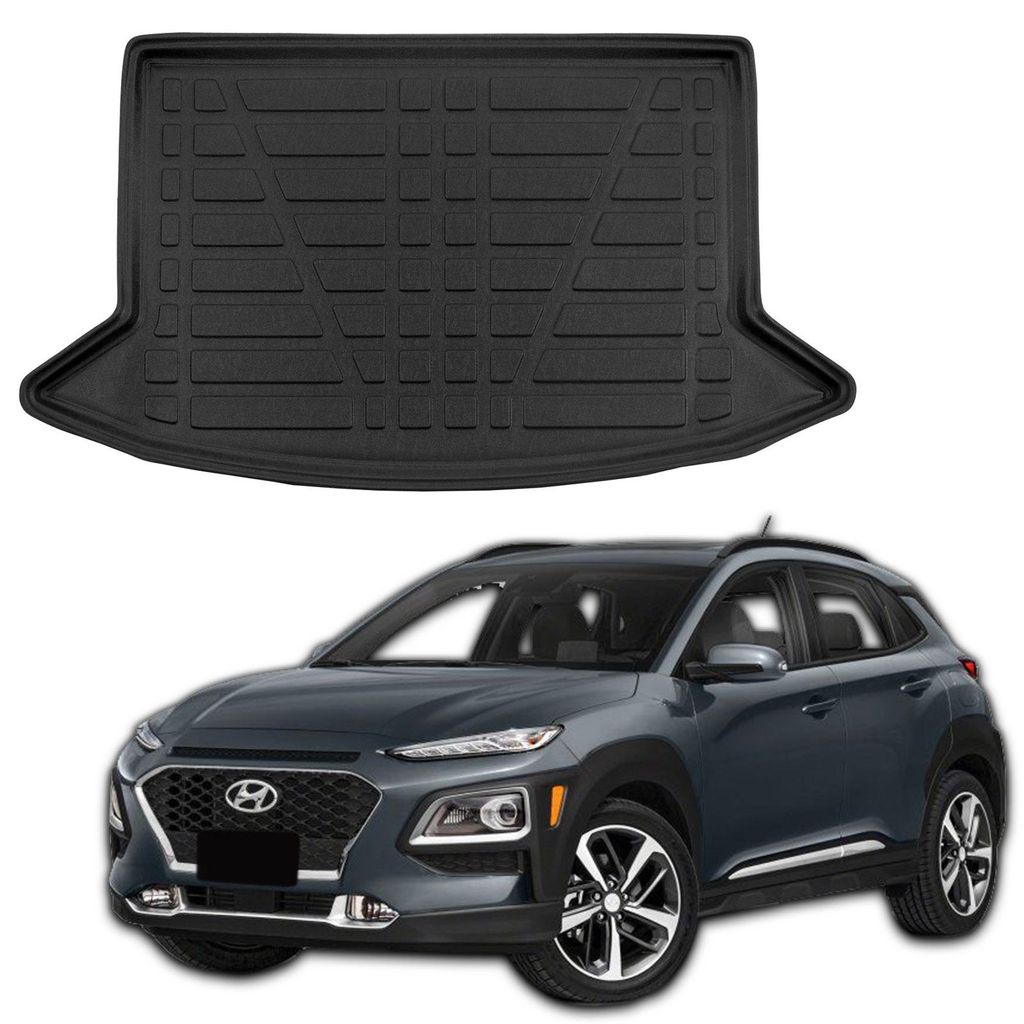 SCOUTT | Kofferraumwanne Laderaumwanne Kompatibel mit Hyundai Kona ab 2018 (ohne Reparatursatz), mit Hoher Rand, Kofferraum-Schutzmatte, Geriffelt,...