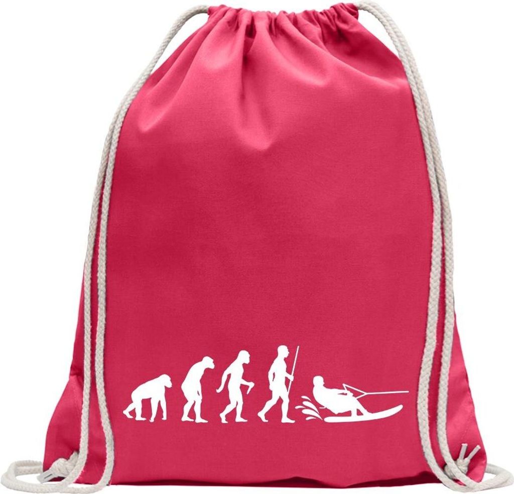 Kiwistar - Turnbeutel - pink - Wakeboarden Ski Evolution - Fun Rucksack Sport Beutel Gymsack Baumwolle mit Ziehgurt