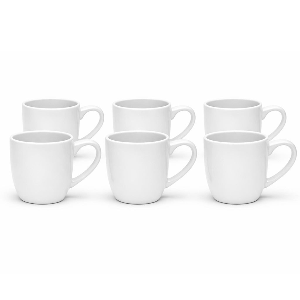 Kaffeebecher Malmö 350 ml weiß 6er-Set Steingut – Van Well – spülmaschinen- & mikrowellengeeignet