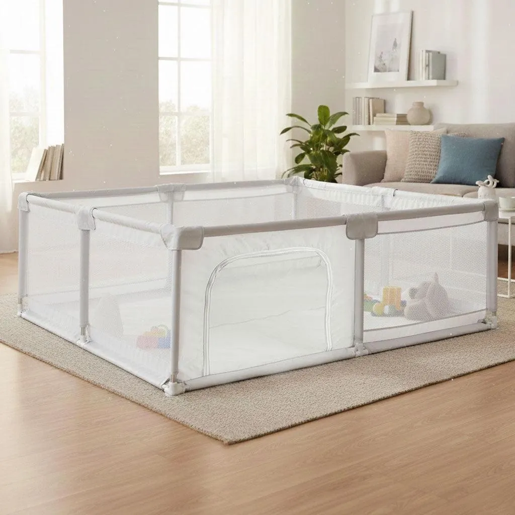 Espace de jeu parc bébé 140 x 200 cm pour maison et voyage en gris