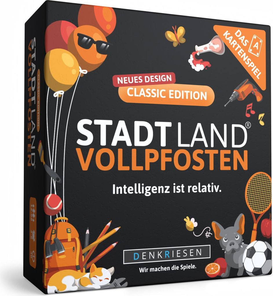 Stadt Land Vollpfosten Classic Edition – "Intelligenz ist relativ." | Das Kartenspiel