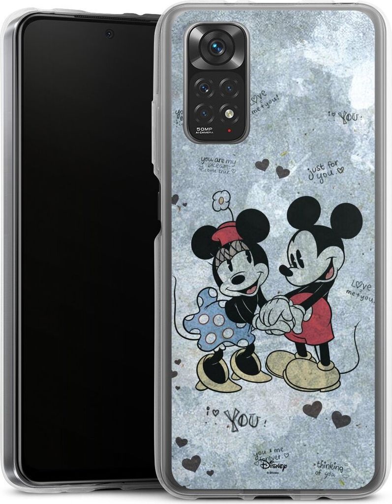 DeinDesign Handyhülle für Xiaomi Redmi Note 11 4G Silikon Hülle Case Smartphone Schutzhülle Disney Mickey & Minnie Mouse Vintage