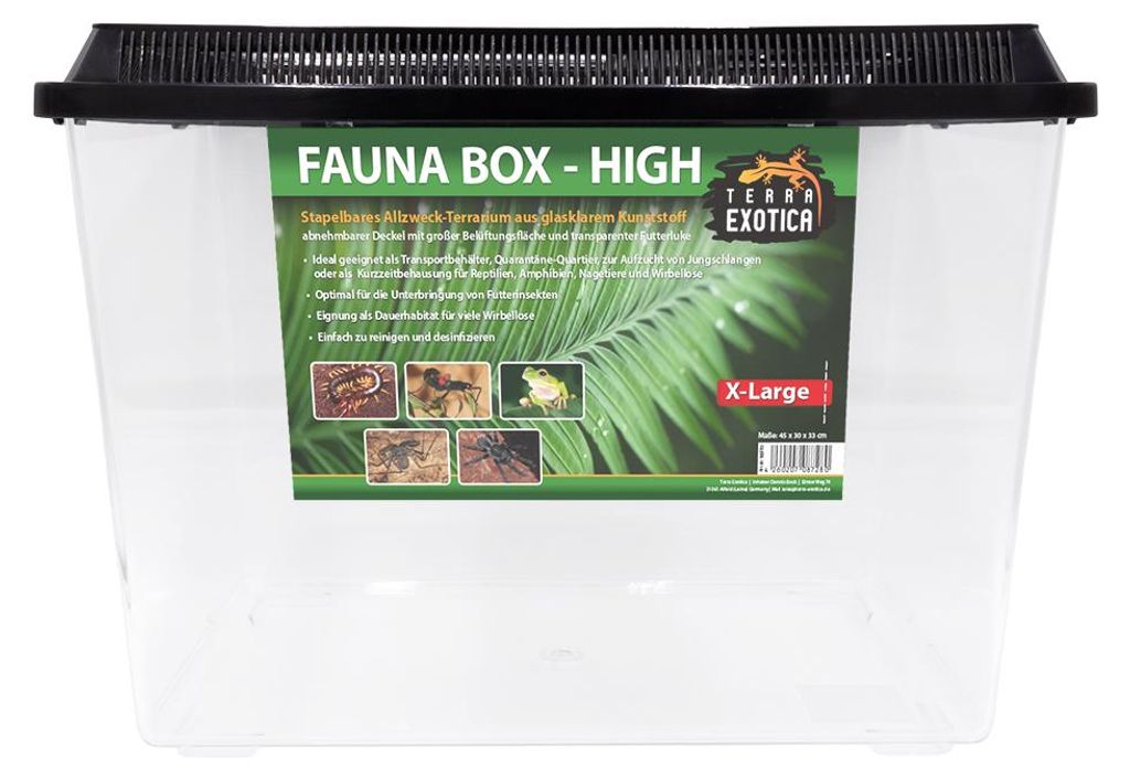 Fauna Box High Extra-Large – Transportbox & Kunststoffterrarium für Reptilien, Amphibien und Insekten