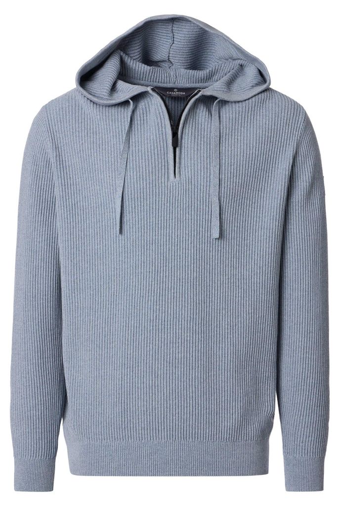 CASAMODA Herren Strick-Hoodie Kapuze Zipper Regular Hellblau XXL
