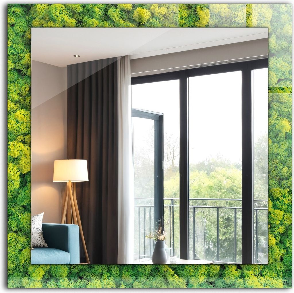 Dekorativer Wandspiegel - Bedruckter Spiegel - Motiv - 60x60 cm - Grünes Moos