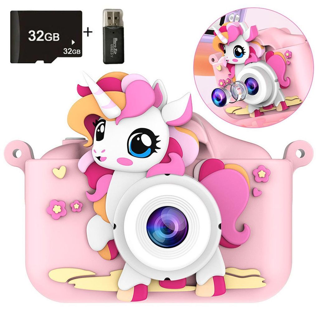 Kinderkamera, Digitalkamera Kinder, 2.0" Bildschirm Kinder Kamera SD Karte 32GB, 1080p HD Videos, Spielzeug Kinderspielzeug für 3-12 Jahre