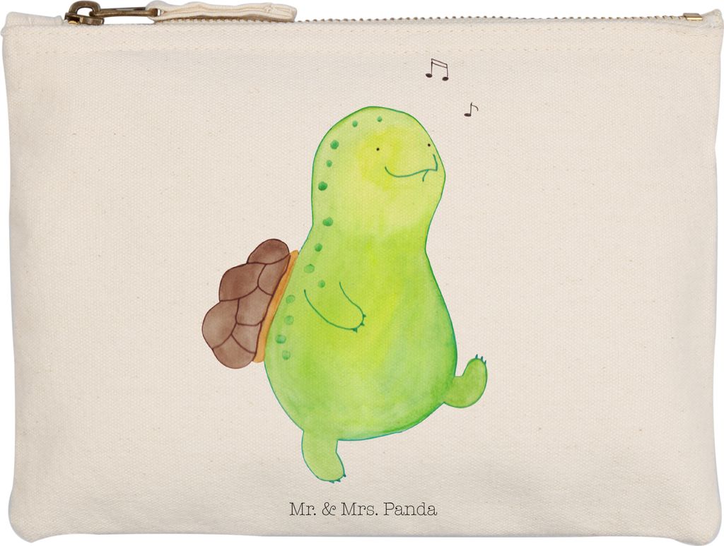 Mr. & Mrs. Panda Kosmetiktasche Schildkröte Pfeifen Grösse XL Große - Weiß - Geschenk, Beauty Bag, Lebensfreude, Kulturtasche, Depression, Mäp...