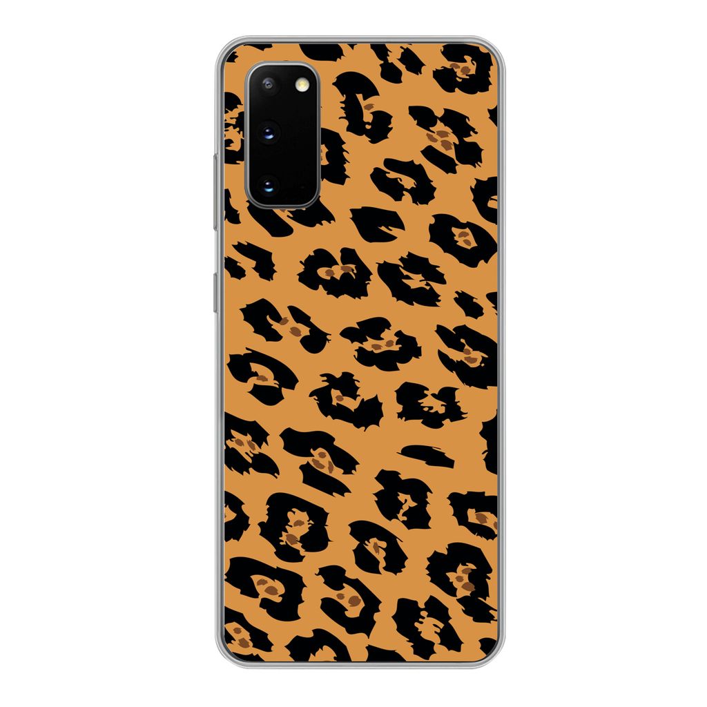 MuchoWow Handyhülle Schutzhülle Hülle für Samsung Galaxy S20 Pantherdruck - Orange - Schwarz Silikon Softcase Handy Hülle - Bild
