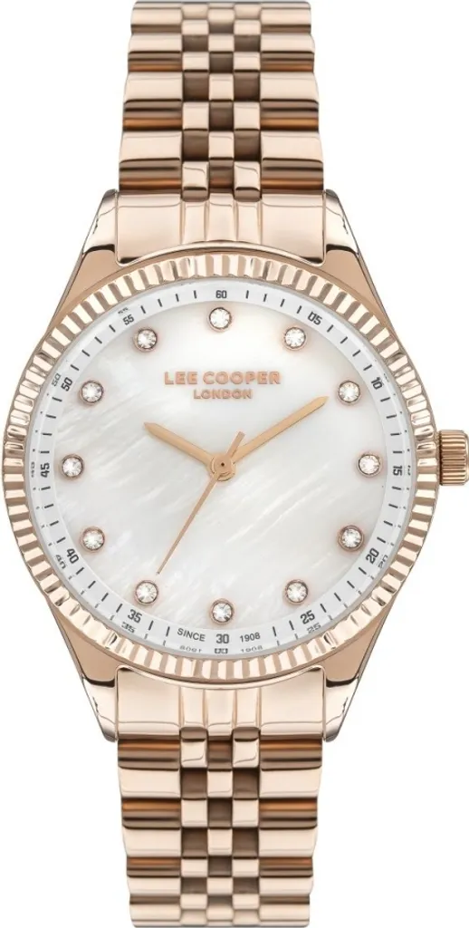Montre Lee Cooper Femme LC07310.420 Or Rose avec Bracelet Gourmette Unique