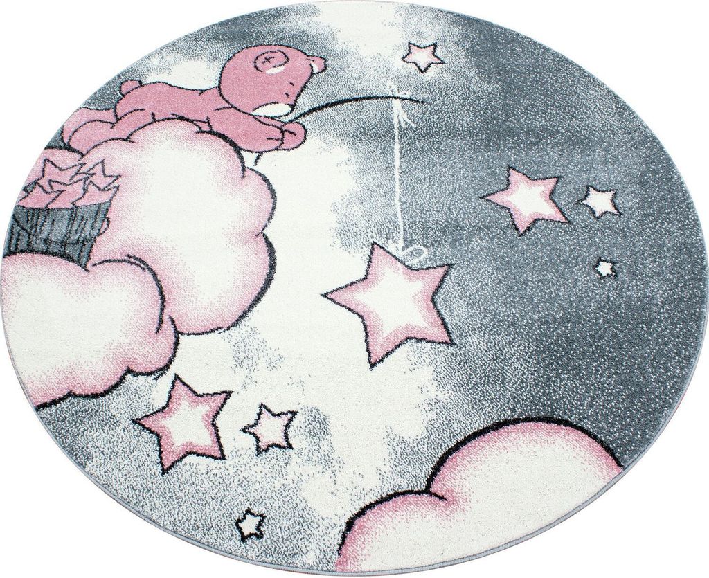 Kinder Teppich Kikki rund, Farbe: Pink, Größe:160 cm rund Produktbild 