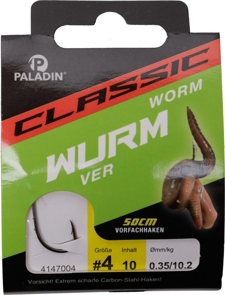 Paladin Wurmhaken gebunden Größe 4 50 cm 10 Stück gunsmoke Produktbild 