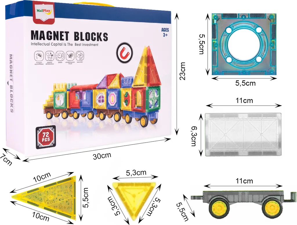 Blocs de Construction Magnétiques 3D - 72 Pièces Éducatives Multicolores