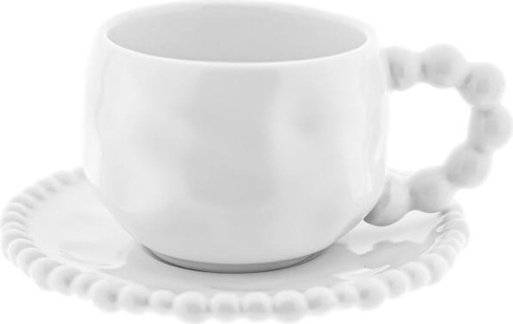 Pearly Mokkatassen-Set mit Untertellern 100 ml aus Porzellan - 12-teilig