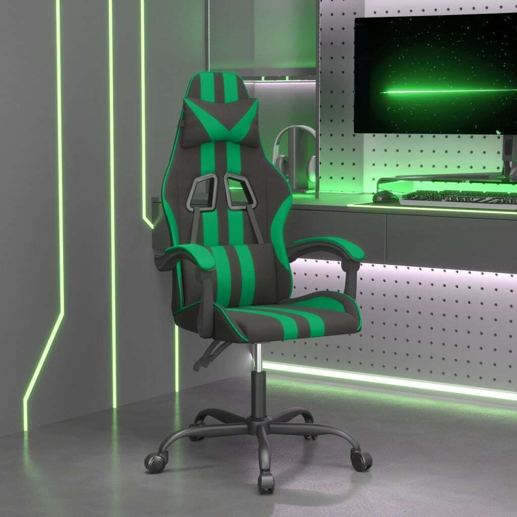 The Living Store Gaming-Stuhl Schwarz und Grün Kunstleder