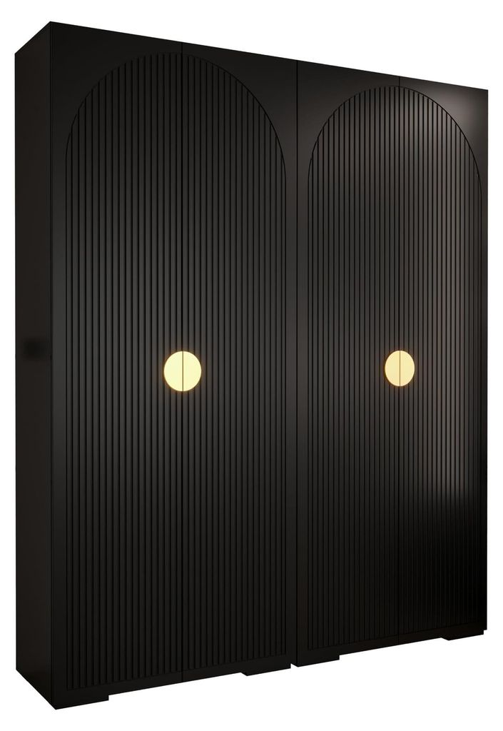 Kryspol - Kleiderschrank Schwarz, 4 Tür, 2 Modul 200x236,7x47cm, Manhattan Ryfel 1