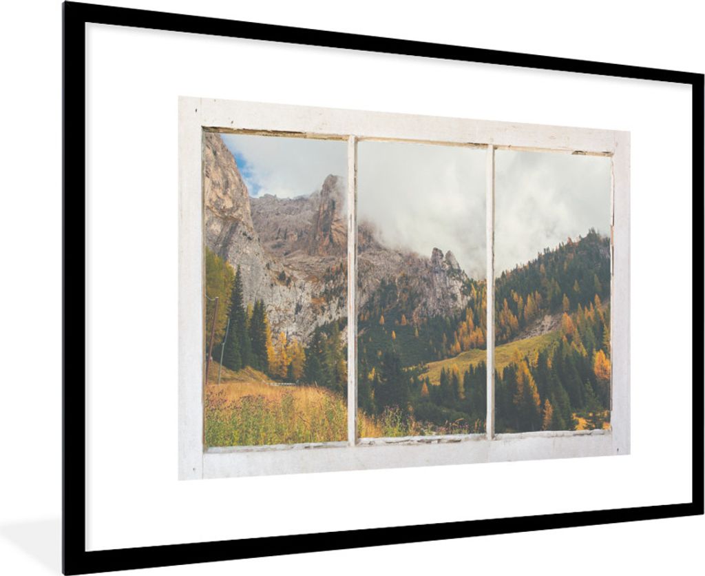 MuchoWow MuchoWow Gerahmtes Poster Ansicht - Landschaft - Baum 90x60 cm - Poster mit zchwarzem Bilderrahmen - Wanddekoration - Fotos