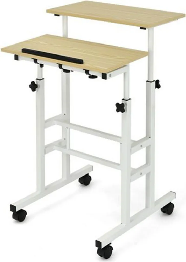 Bureau mobile COSTWAY HW67483NA réglable en hauteur naturel - Style B