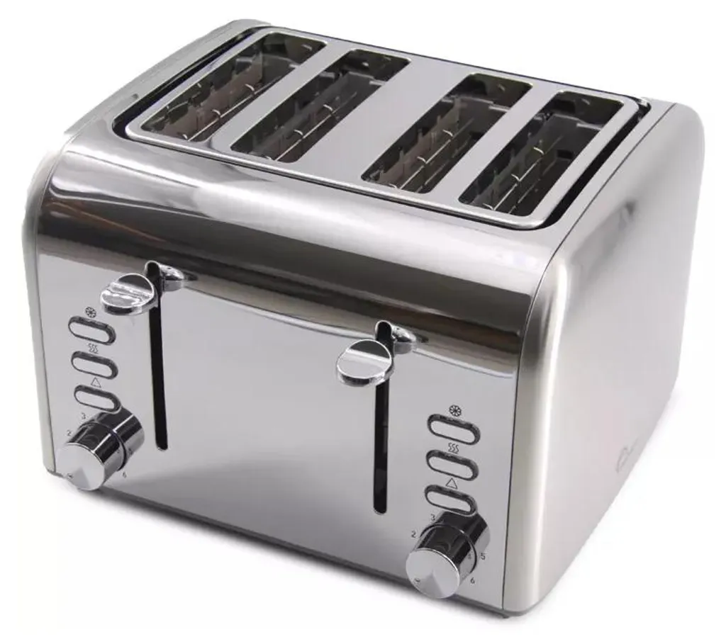 Grille-pain familial 4 tranches Inox - Idéal pour petit-déjeuner rapide