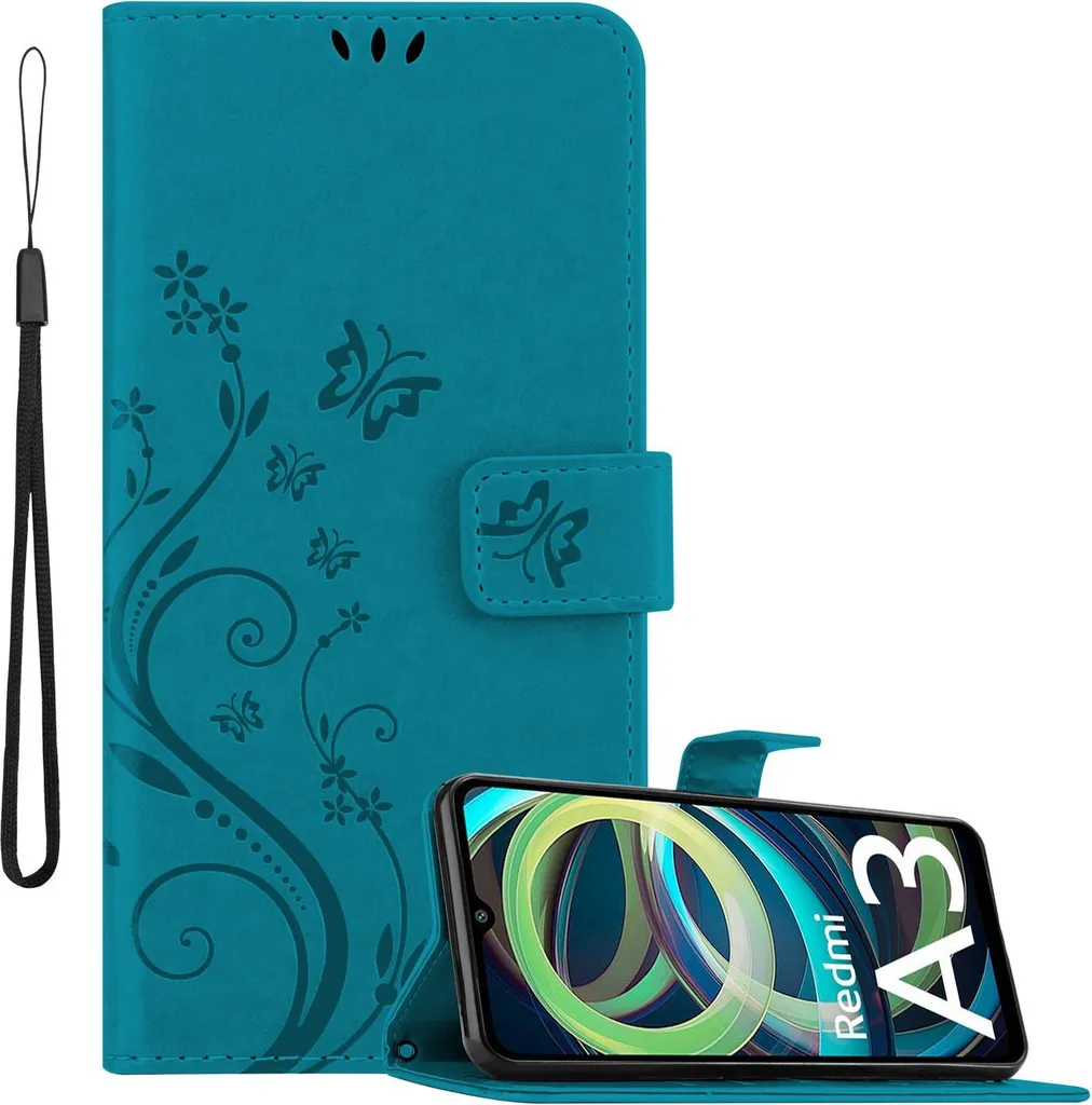 Custodia a Libro Xiaomi Redmi A3 / A3X Cadorabo - Design Flowers Blue