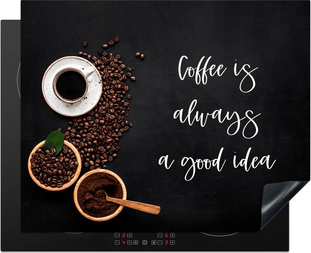 KitchenYeah Herdabdeckplatte Zitate - Sprichwörter - Kaffee ist immer eine gute Idee - Kaffee , 65x52cm, Küche Deko, Glaskeramikkochfeld Herdab...