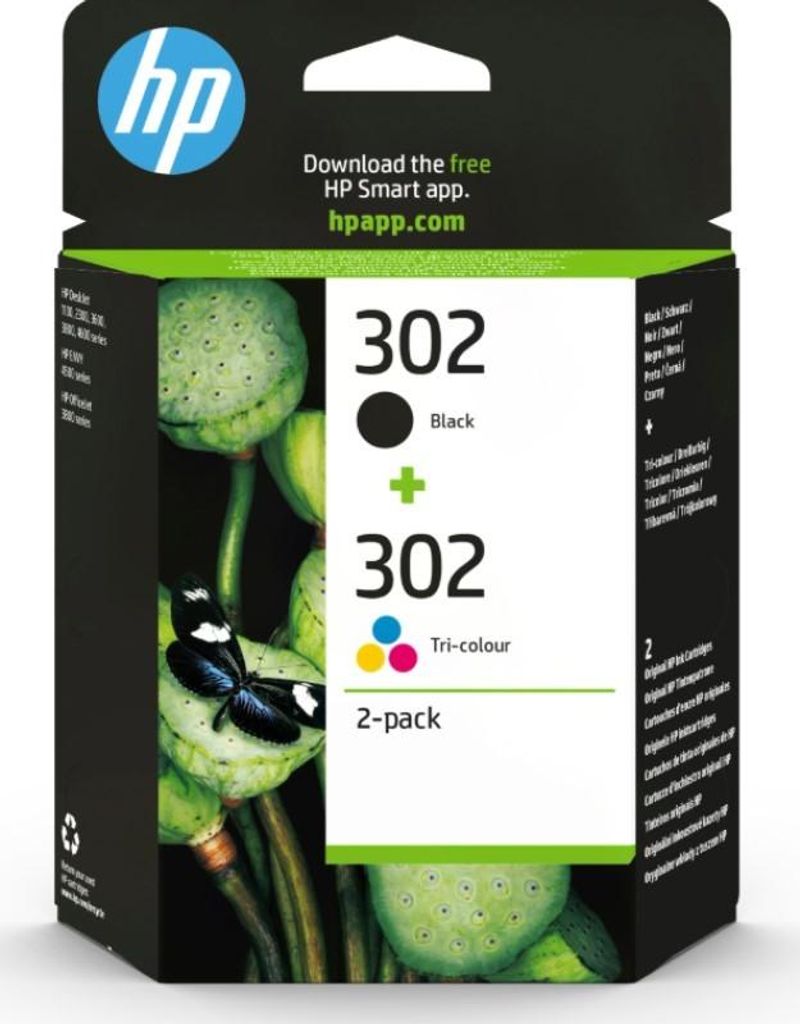 HP 302 2er-Pack Schwarz/Cyan/Magenta/Gelb Original Produktbild 