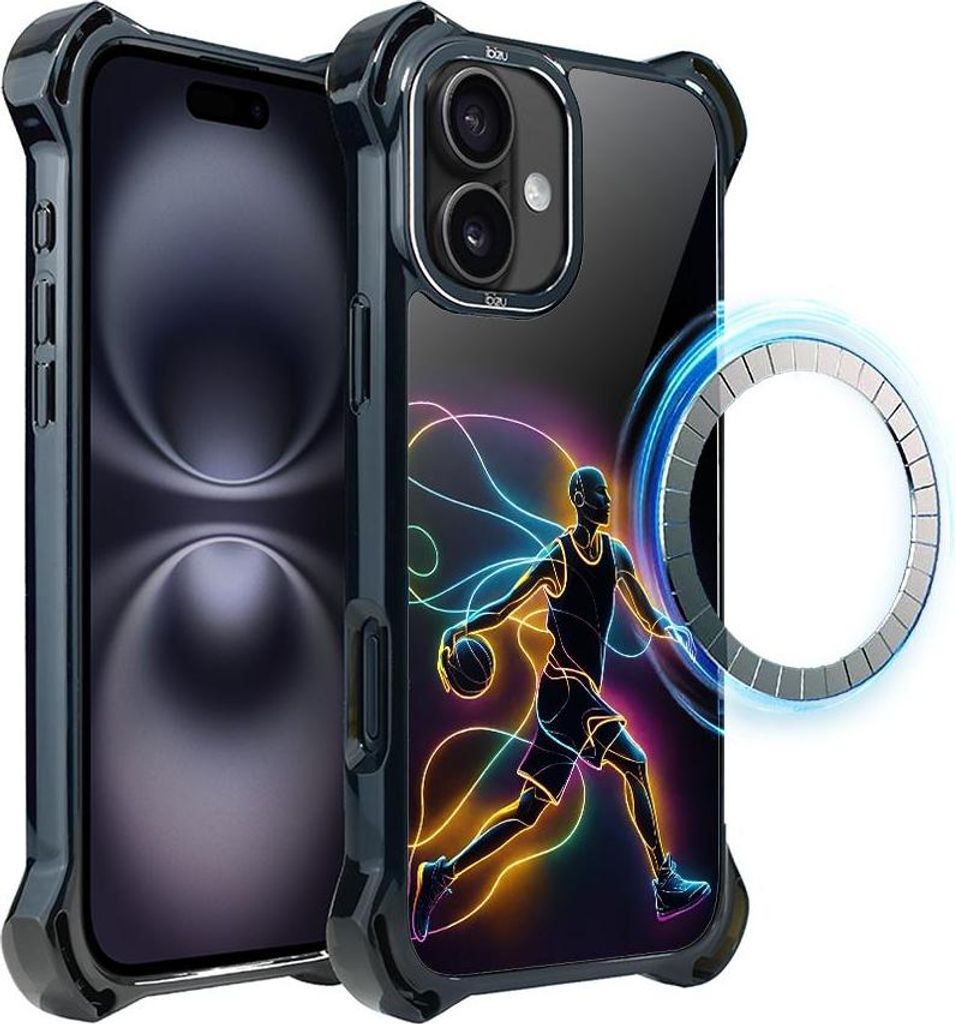 IBIZU Etui für iPhone 16 Plus DropGuard Ultra mit MagSafe, #ElectroMove, Der Geist des Basketballs