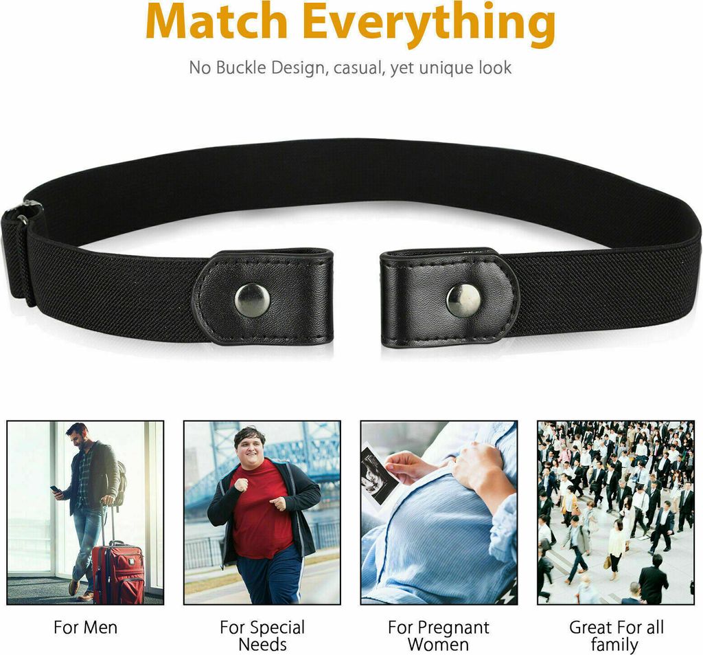 4 Stück Elastische Gürtel Ohne Schnalle - Unsichtbar Für Jeans & Hosen