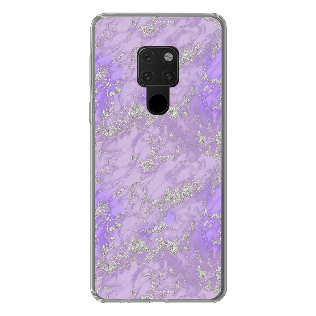 MuchoWow Handyhülle Schutzhülle Hülle für Huawei P40 Lite Marmor - Lila - Muster Silikon Softcase Handy Hülle - Handy