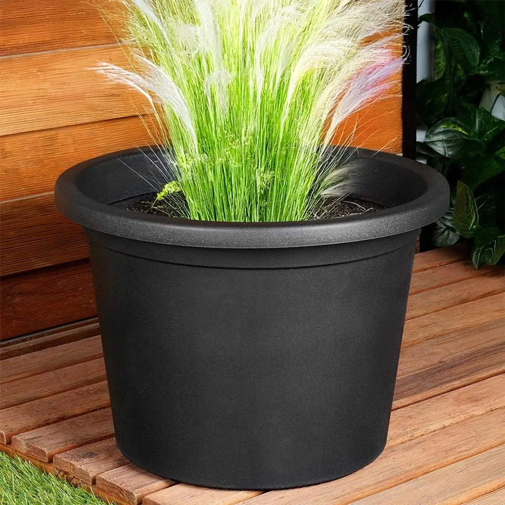 Bac à fleurs noir 39 cm pour terrasse et balcon - Pot plastique robuste