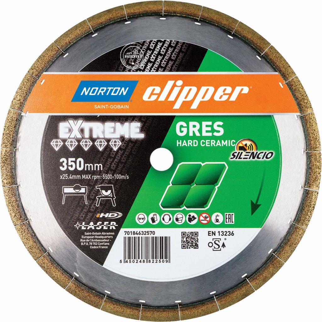 Diamanttrennscheibe Extreme Gres Silencio D.350mm Bohr.25,4mm Seg.-B.2,2mm