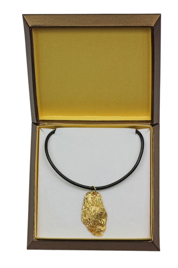 Briard, Berger de Brie I - Hundehalsband in Geschenkbox, vergoldeter Anhänger für Hundefans, auffälliger Schmuck von Art-Dog