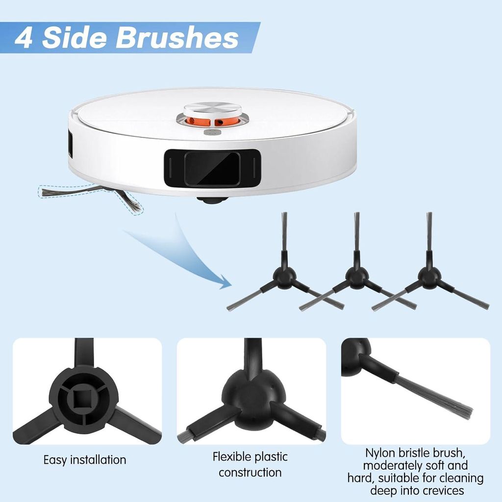 Kit accessori per robot aspirapolvere Xiaomi X20+, Saprdii 1 spazzola rotante, 4 sacchetti per la polvere, 6 panni per la pulizia, 2 filtri, 4 spazzole laterali, X20+, ricambio per robot aspirapolvere
