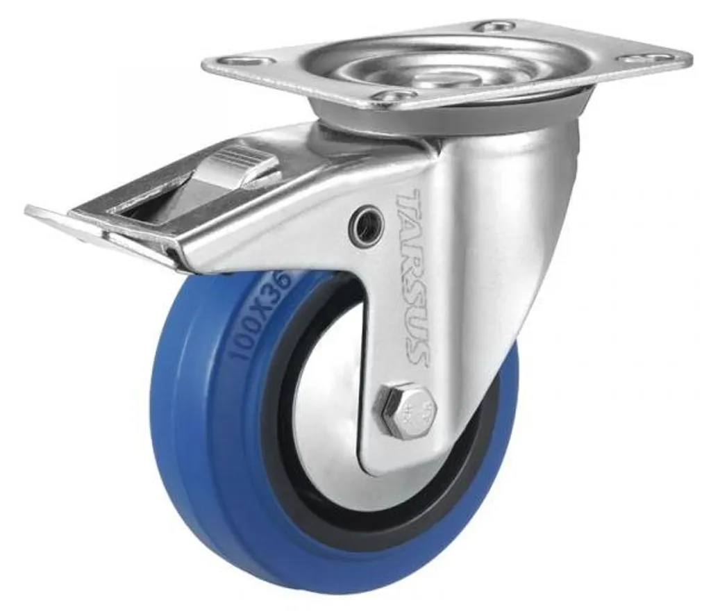 Roulette pivotante 125 mm Tarsus REM bleue pour rouler sans traces