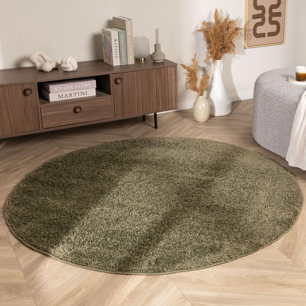 Volero - Einfarbiger Teppich Rund - Wish Grün - Ø 80cm - Wohnzimmer, Schlafzimmer - Modern