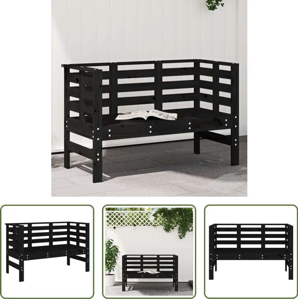 Offerta Panca da Giardino Nera 111,5 cm in Pino Massiccio - Prezzo Top
